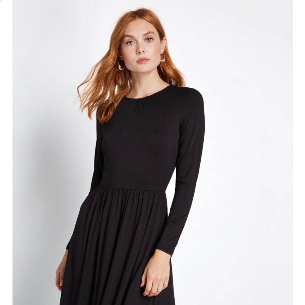 ModCloth Yours Truly Black Long Sleeve Dress